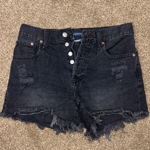 Aeropostale Black Distressed Jean Shorts